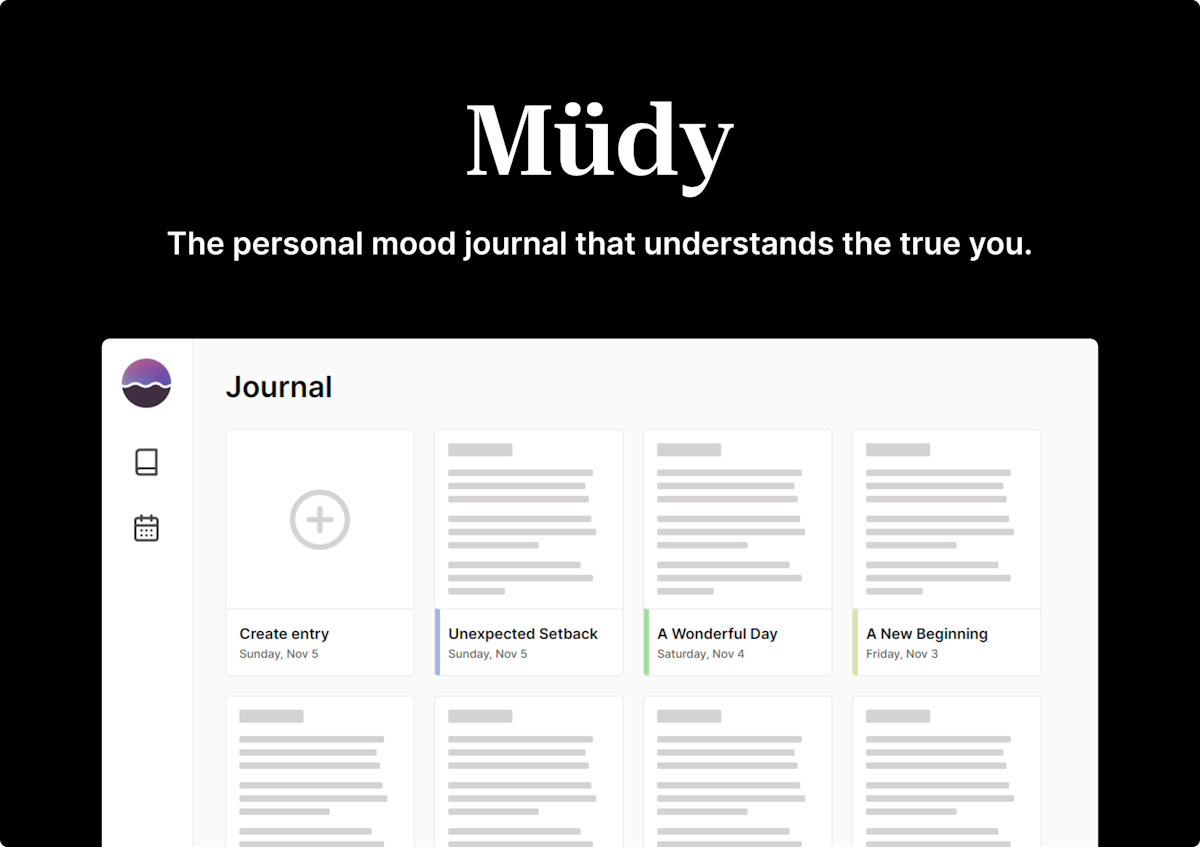 Mudy - The personal mood journal that understand the true you.