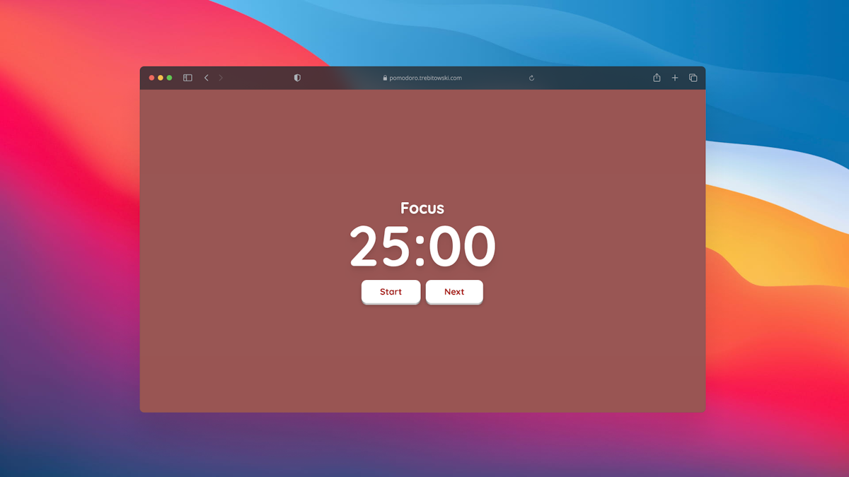 A distraction free productivity timer